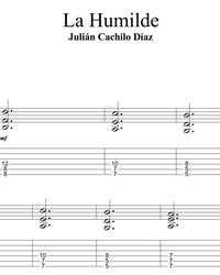 Sheet music, tabs for guitar. The Humble (Chacarera).