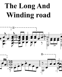 Sheet music, tabs for guitar. The Long and Winding Road.