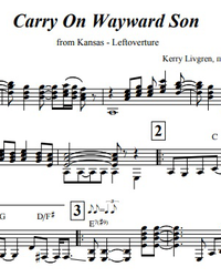 Sheet music, tabs for guitar. Carry On Wayward Son.