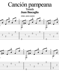 Sheet music, tabs for guitar. Cancion Pampeana.