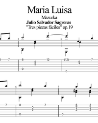Ноты, табы для гитары. Maria Luisa (Mazurka).