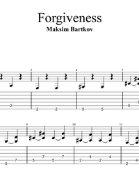 Sheet music, tabs for guitar. Forgiveness.