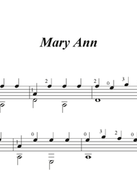 Sheet music, tabs for guitar. Mary Ann.