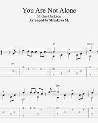 Sheet music, tabs for guitar. You Are Not Alone.