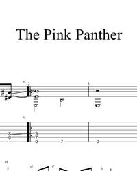 Sheet music, tabs for guitar. The Pink Panther.