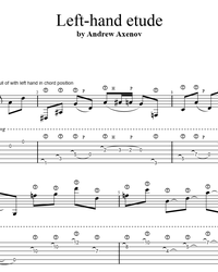 Sheet music, tabs for guitar. One-handed Etude.