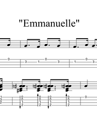 Sheet music, tabs for guitar. Emmanuelle.