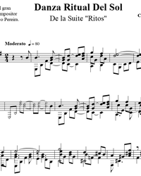 Sheet music, tabs for guitar. Ritual Dance of the Sun. "Rites" number 3.