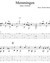 Sheet music, tabs for guitar. Memmingen (easy version).