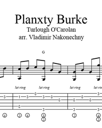 Sheet music, tabs for guitar. Planxty Burke.