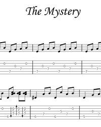 Sheet music, tabs for guitar. The Mystery.