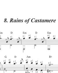 Sheet music, tabs for guitar. Rains of Castamere.