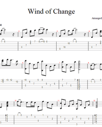 Sheet music, tabs for guitar. Wind of Change.