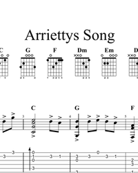 Ноты, табы для гитары. Arrietty's Song.