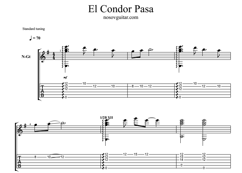 el condor pasa guitar chords