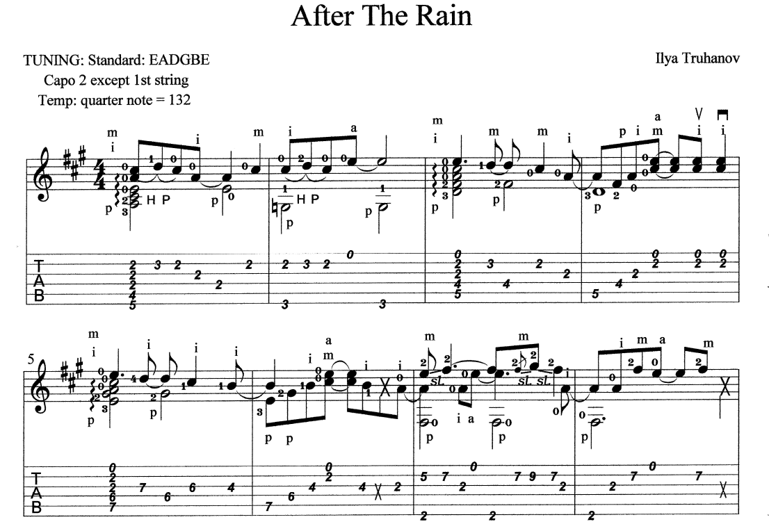 Песня звездный дождь минус. Ноты дождь. Летний дождь Ноты для гитары. Дождь Ноты для гитары. Табы с каподастром на гитаре.