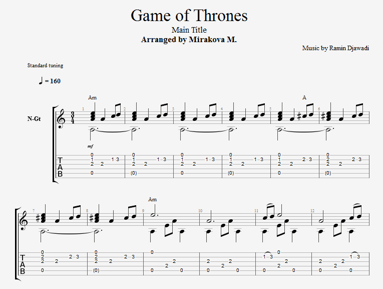 Game Of Thrones Chords Guitar