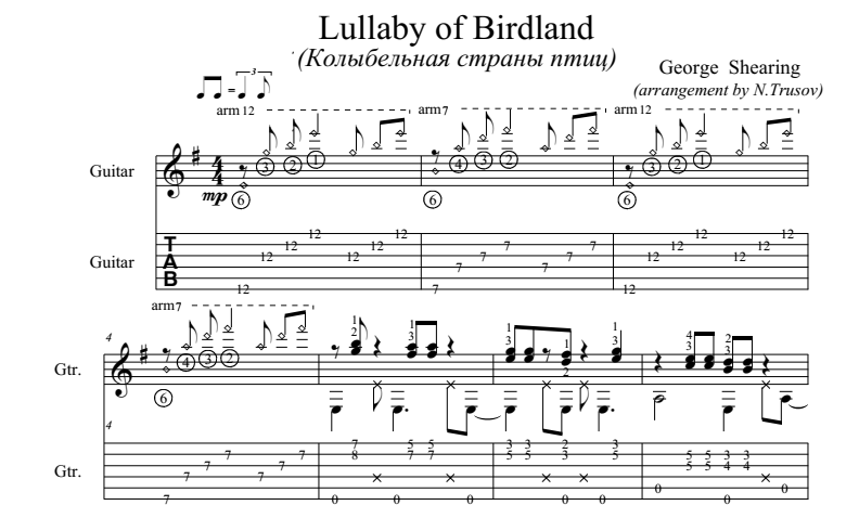 Аккорды песни колыбельная. Lullaby of Birdland Ноты для фортепиано. Lullaby of Birdland Ноты. Lullaby of Birdland Ноты для гитары. Lullaby табы.