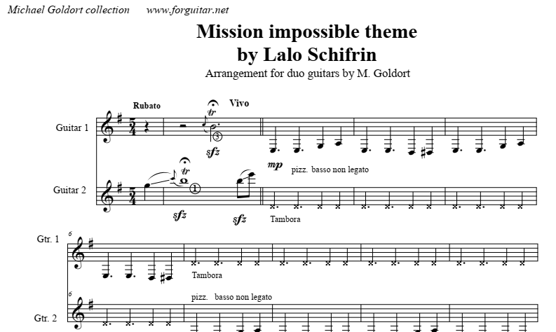 Mission: Impossible (OST) For Guitar. Guitar Sheet Music And Tabs.