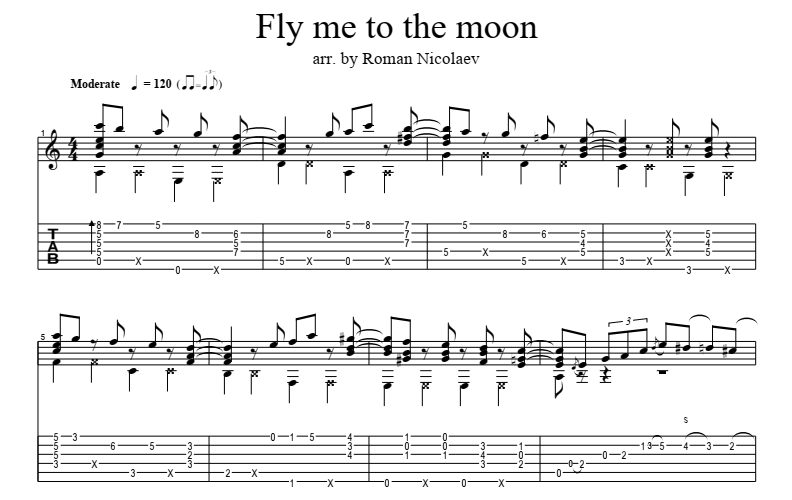 fly me to the moon guitar chords