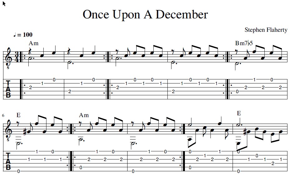 Once Upon A December Guitar Chords 9631