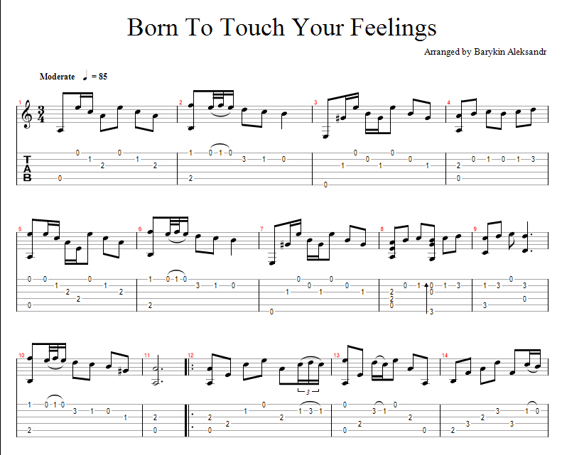 Ноты и табы Born to Touch Your Feelings для гитары скачать.