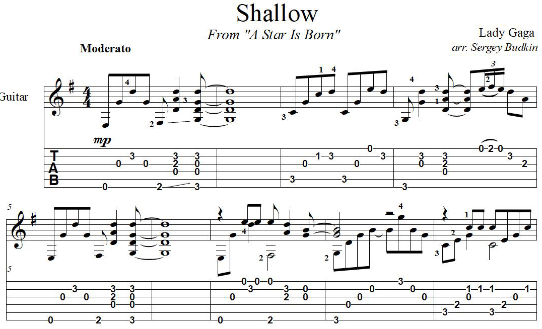 Песню shallow леди гага. Shallow Ноты для гитары. Shallow (леди Гага) для гитары Ноты. Shallow табы для гитары. Shallow -Lady Gaga табы.