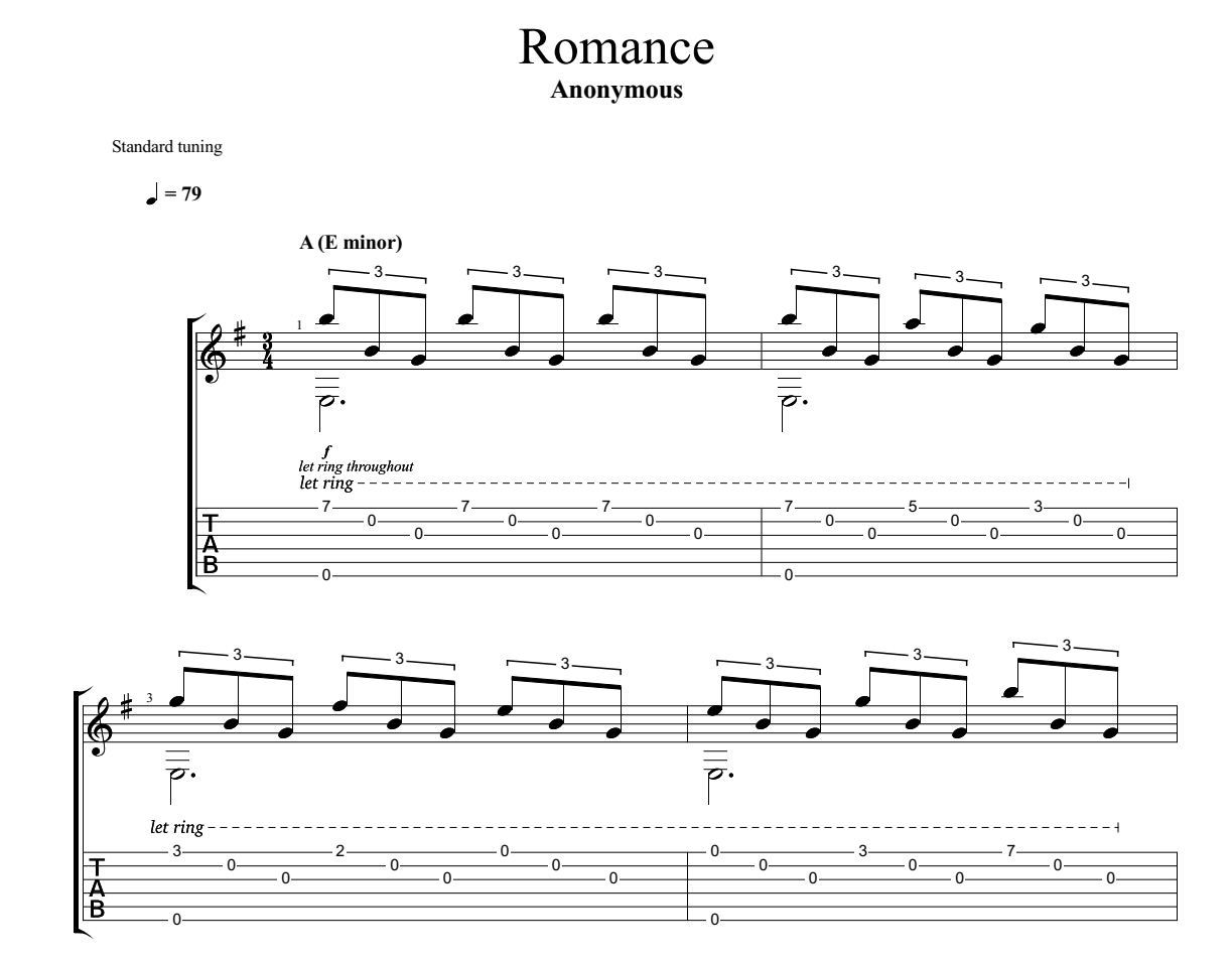 Romance аккорды