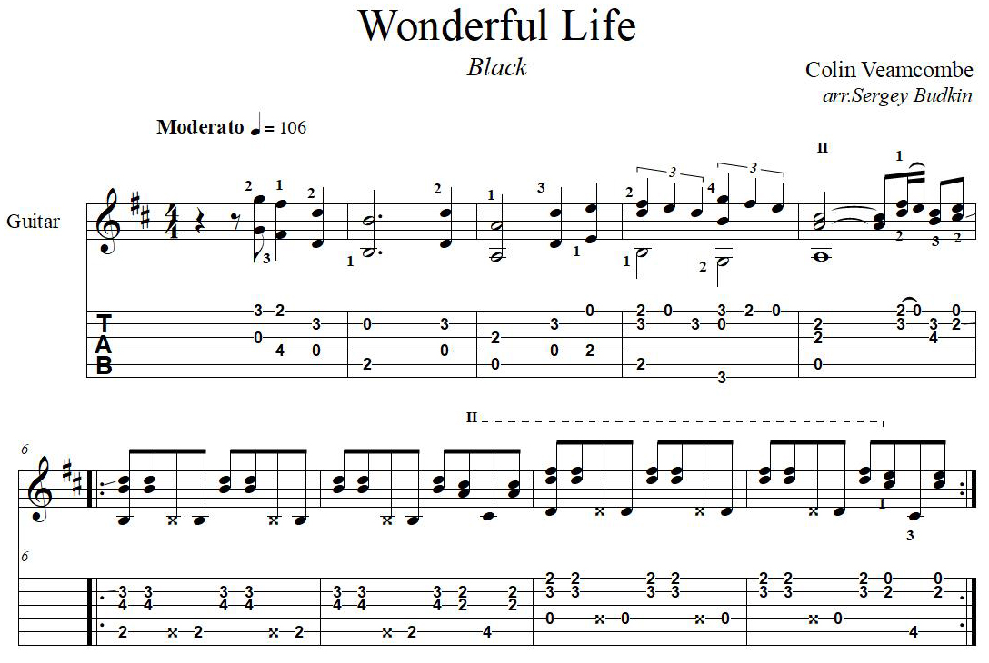 Wonderful life на русском. Black wonderful Life Ноты. Блэк - wonderful Life.. Black - wonderful Life Ноты для гитары. Wonderful Life Ноты.