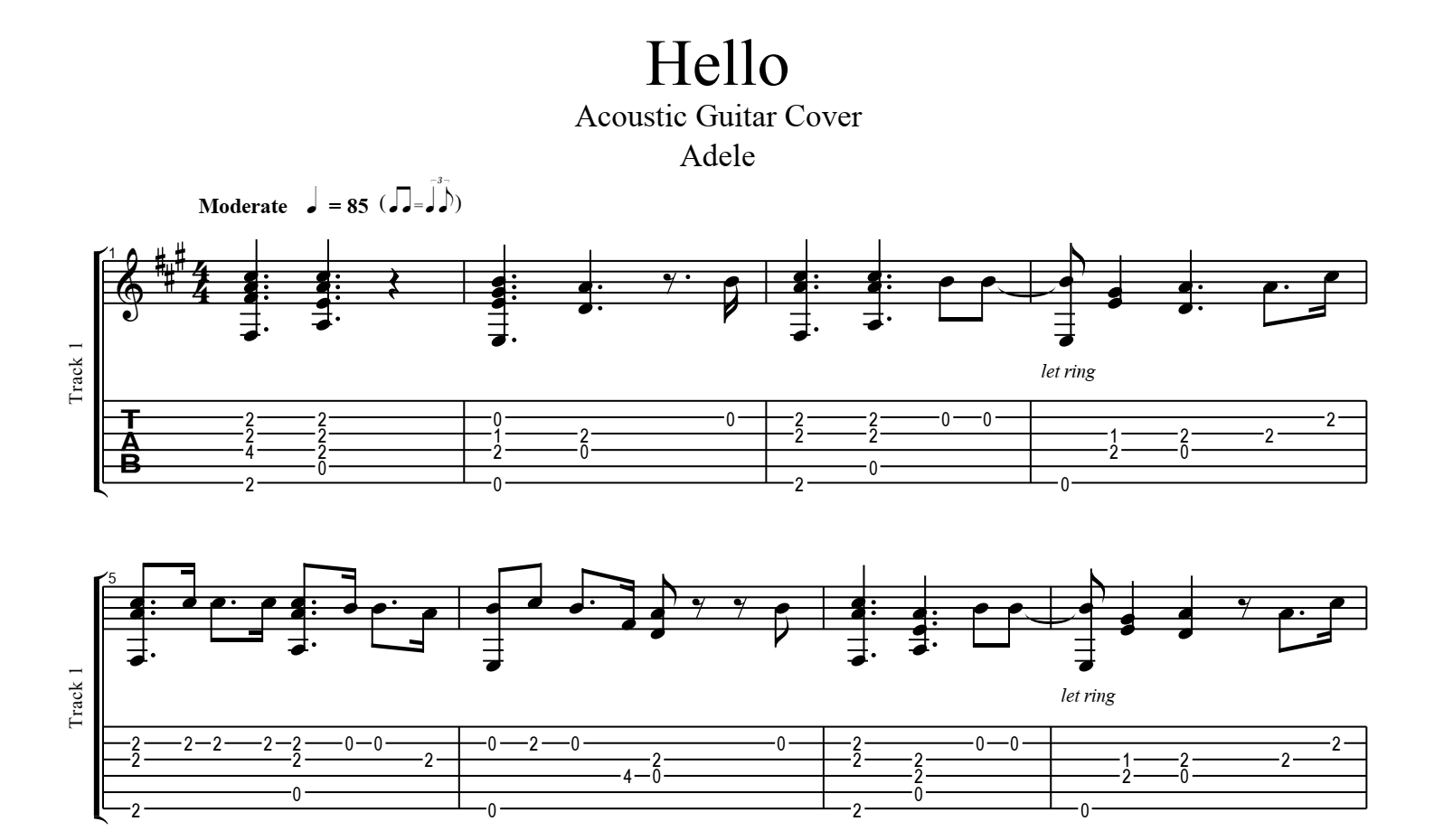 Hello sheet music by Adele (Piano (Big Notes) – 164483)