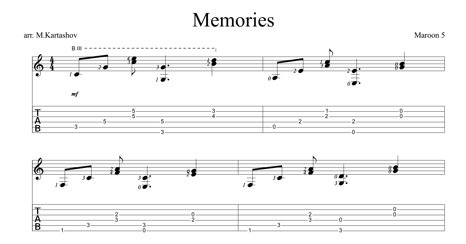 Песня память аккорды. House of Memories табы. Мемори Ноты для гитары.