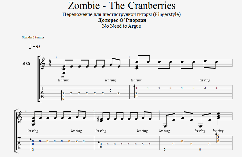 guitar chords zombie