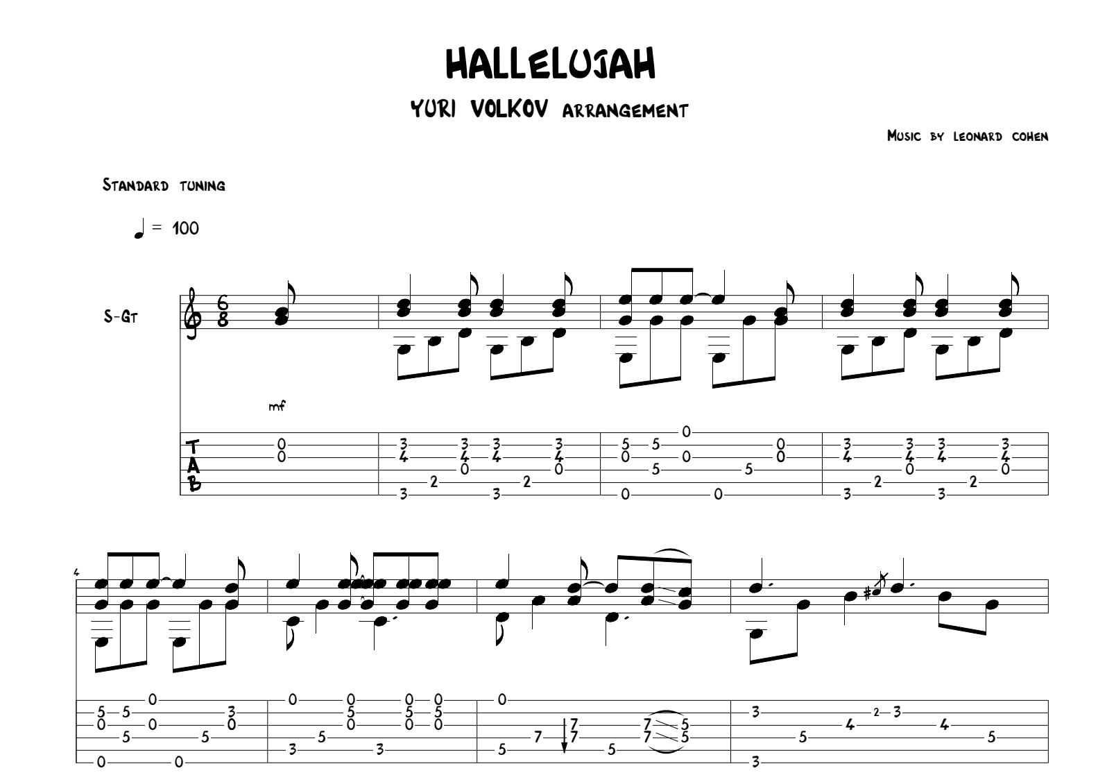 Hallelujah For Guitar Guitar Sheet Music And Tabs 