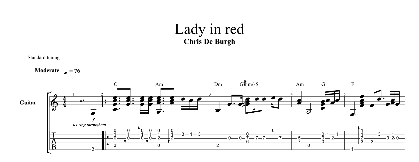 Леди гага аккорды. Каминари табы для гитары. Ноты на гитаре. Chris de Burgh Lady in Red Ноты.