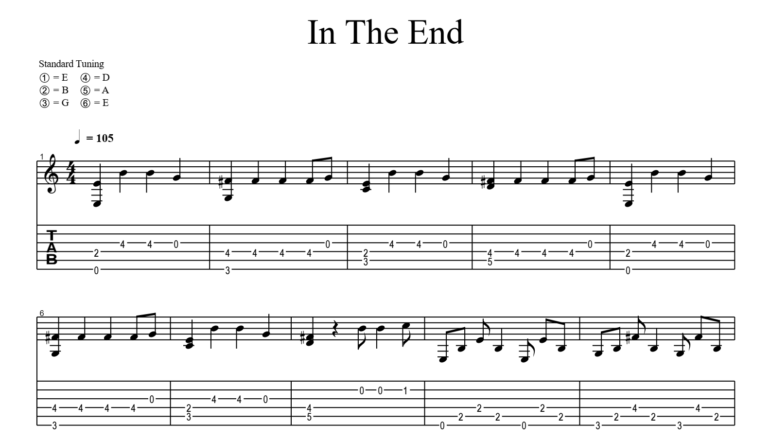 In the End-结果到头来-Linkin Park双手简谱预览-EOP在线乐谱架