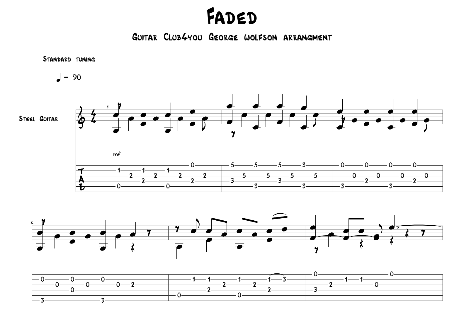 Faded guitar tab