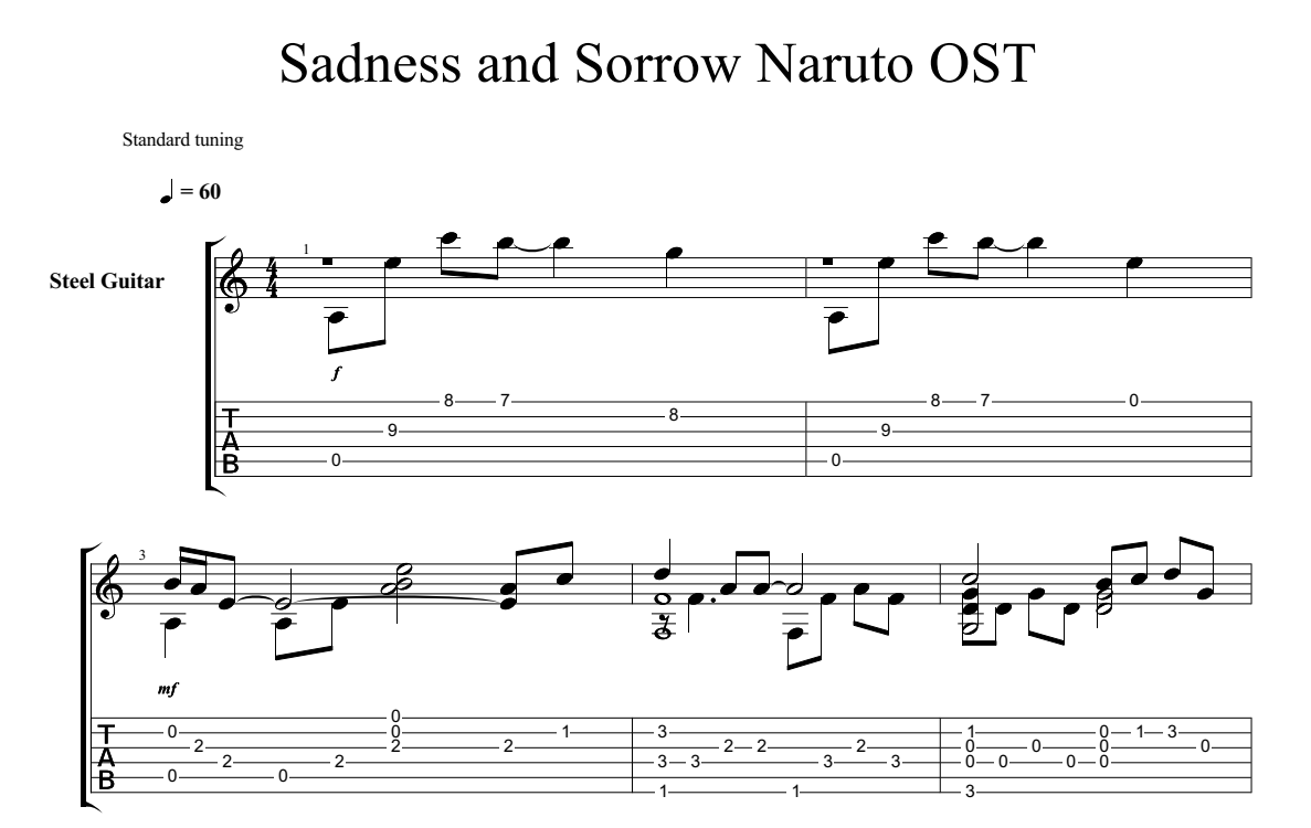 sadness and sorrow sheet music
