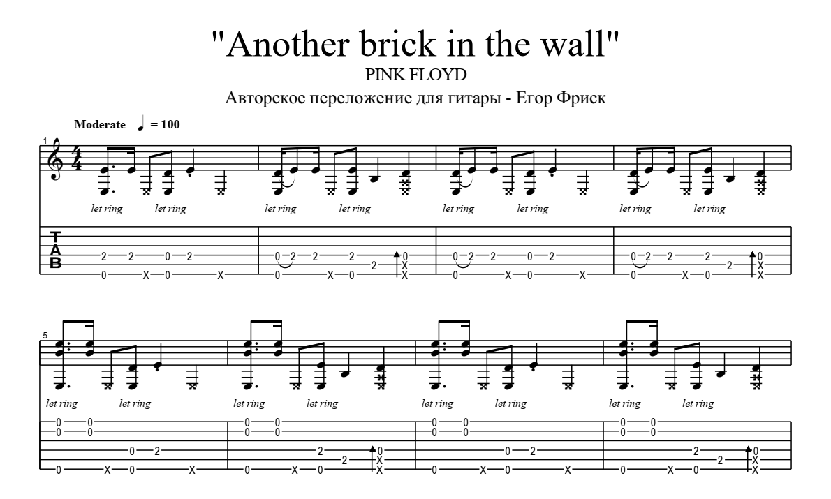 Песня стена аккорды. Another Brick in the Wall табы для гитары. Ноты Пинк Флойд стена. Another Brick in the Wall табы акустика. Табы для гитары Пинк Флойд.