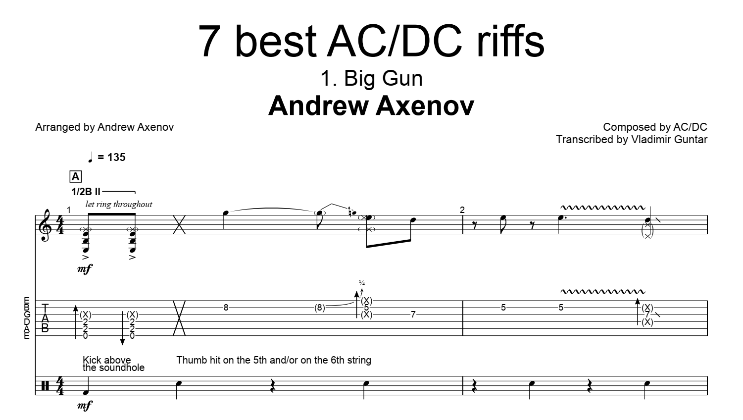 Slagskib Tilsætningsstof Foresee 7 percussion riffs AC / DC for guitar. Guitar sheet music and tabs.