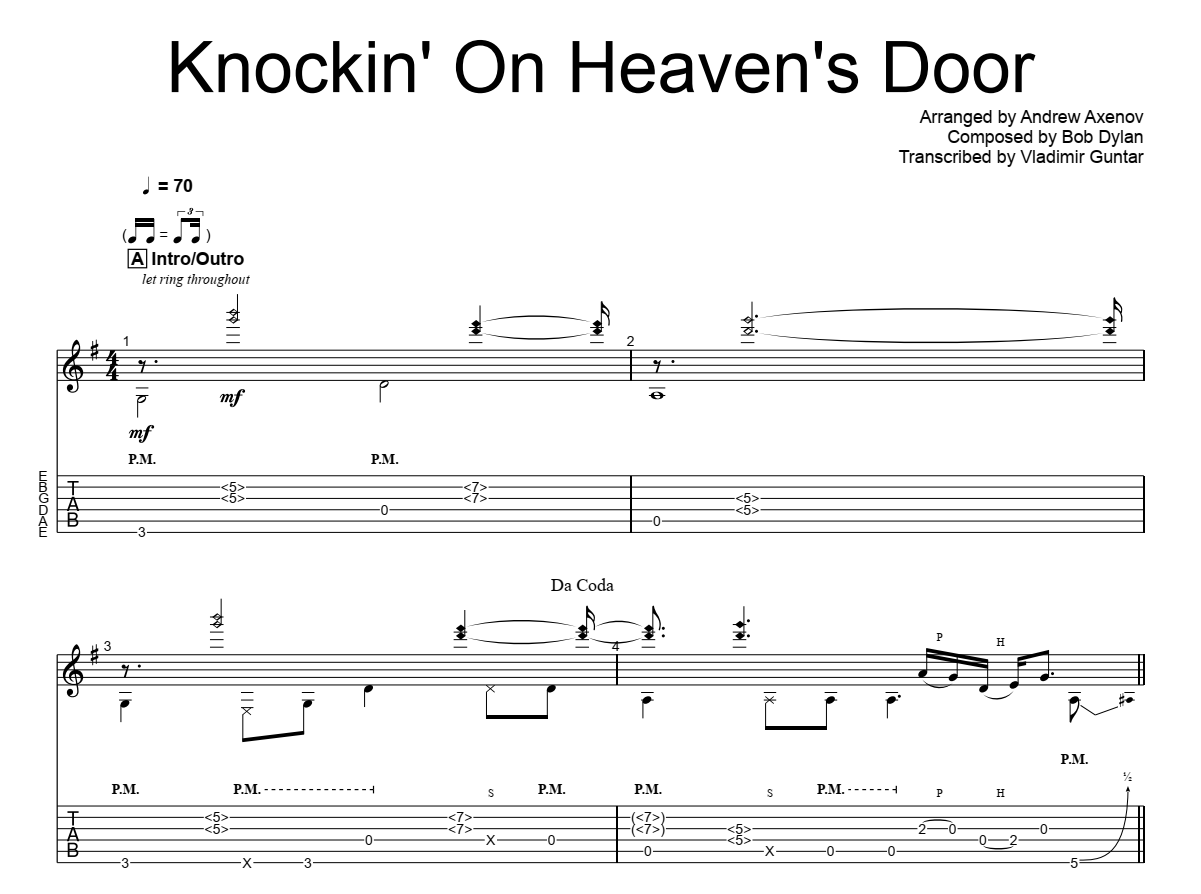Knocking On Heaven's Door吉他谱(gtp谱,总谱)_Guns N' Roses(枪炮与玫瑰;枪花)