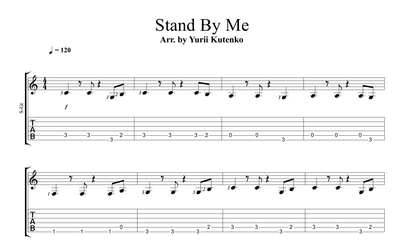 《Stand By Me》,John Lennon（六线谱 调六线吉他谱-虫虫吉他谱免费下载