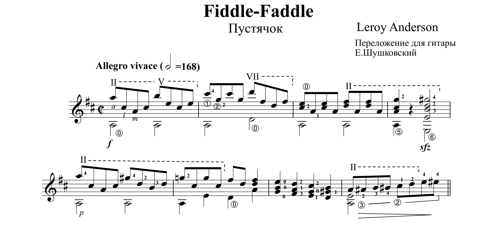 Ноты и табы Fiddle-Faddle для гитары скачать.