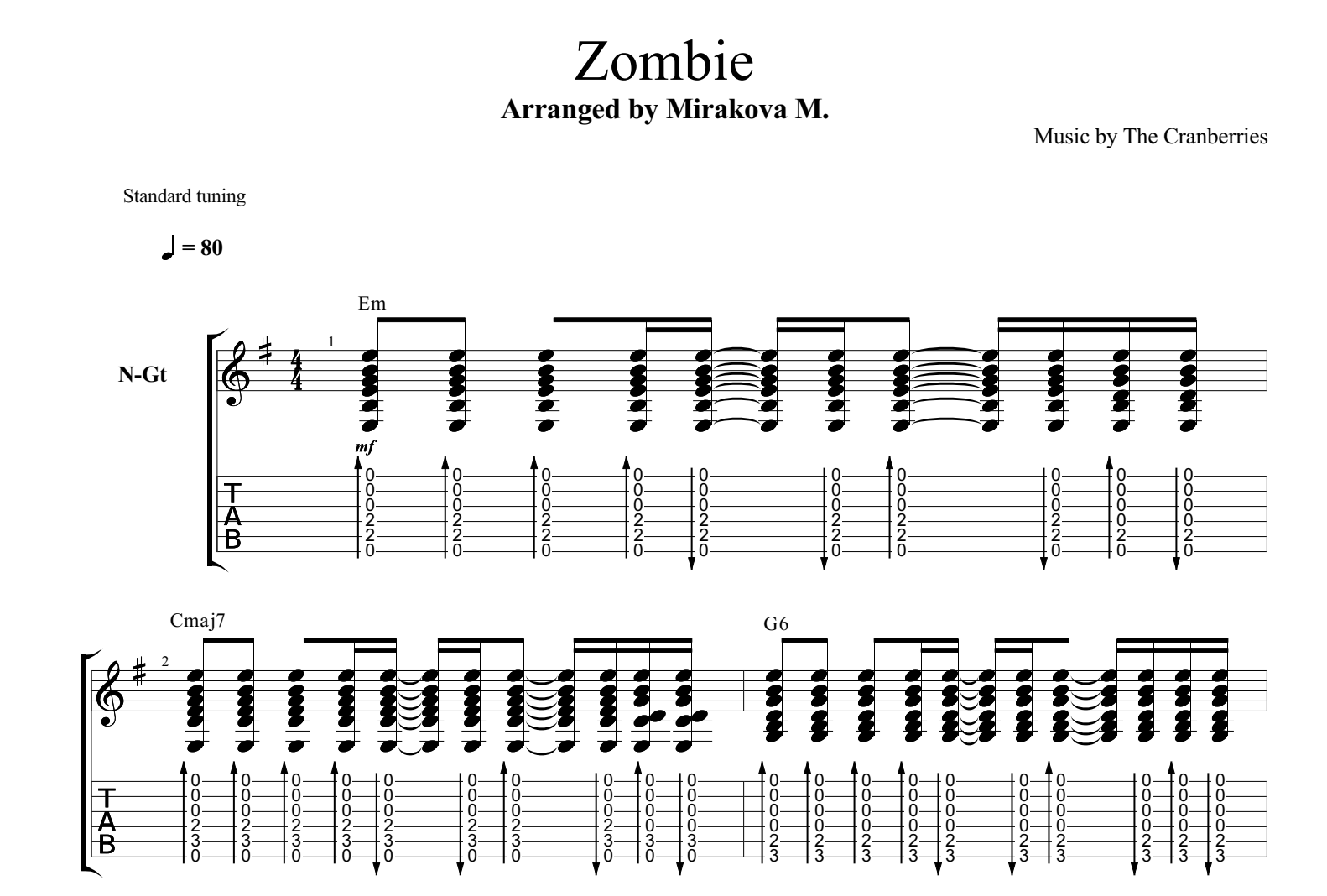zombie_zombie简谱_zombie吉他谱_钢琴谱-查字典简谱网