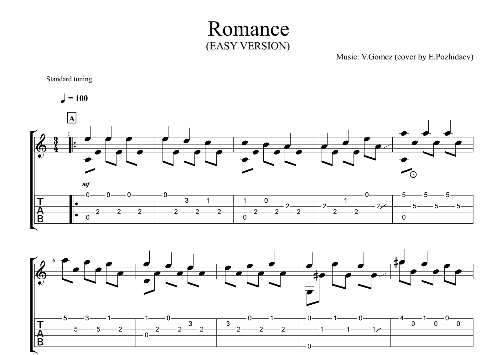 Classical Guitar Solo: Romanza - Part 2