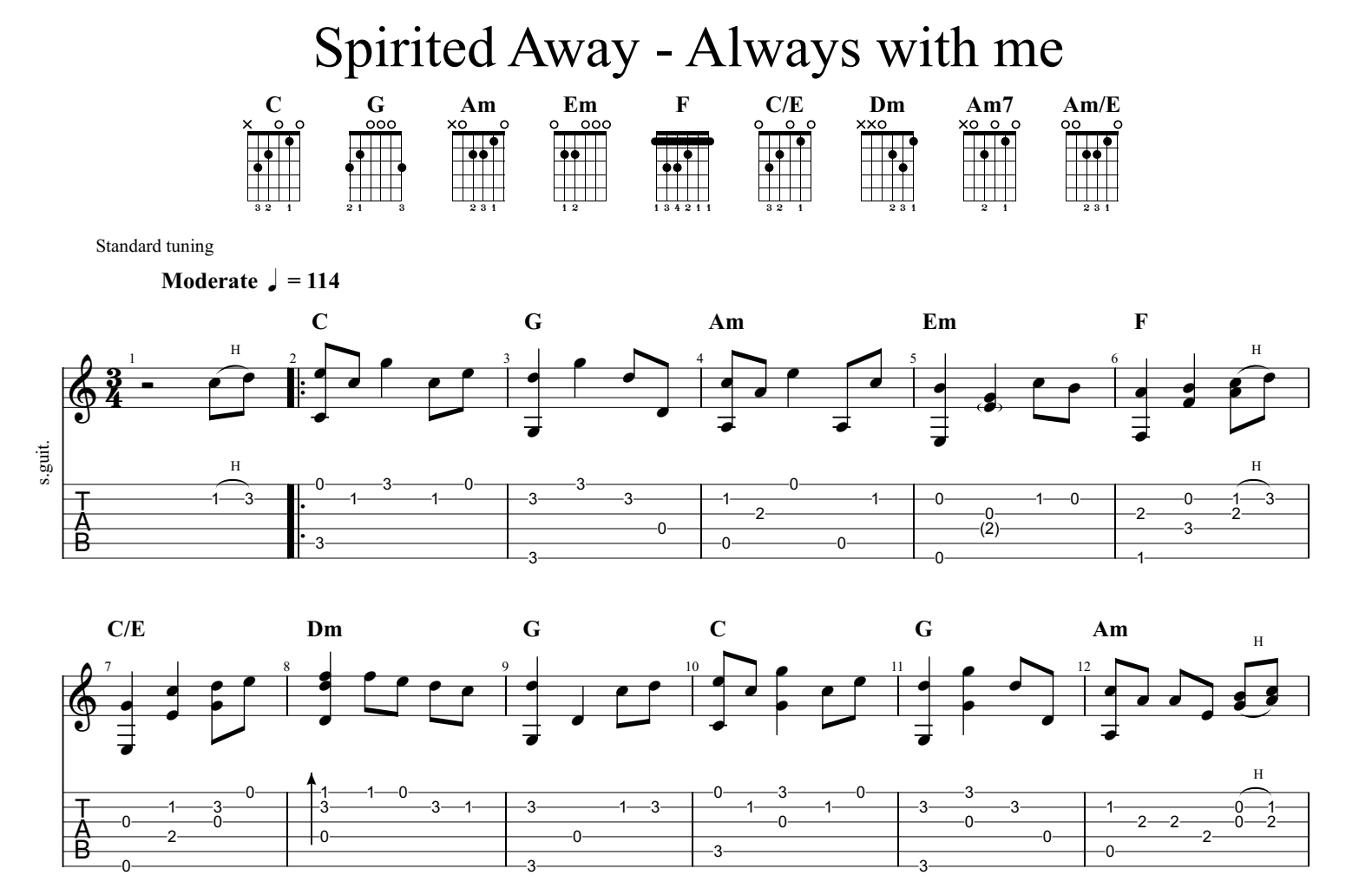 Always With Me, Always With You sheet music for guitar (tablature