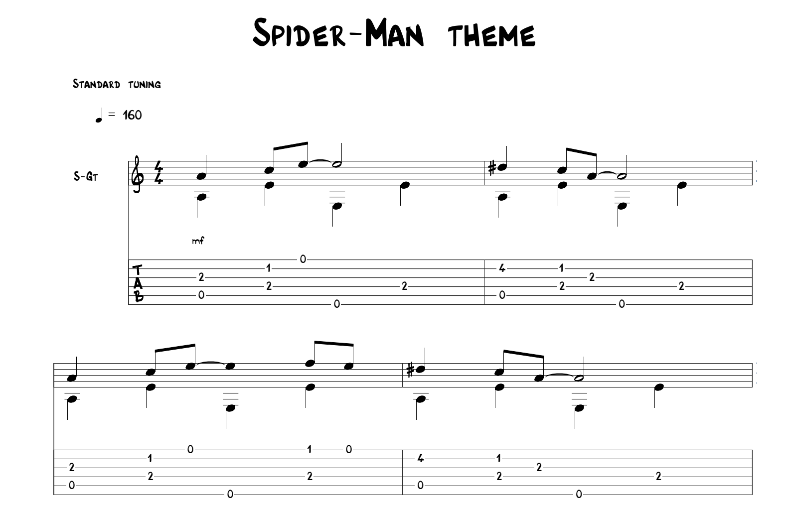 Spiders (Guitar Tab (Single Guitar)) for Leadsheets - Sheet Music to Print