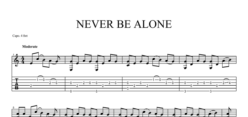 never alone guitar chords