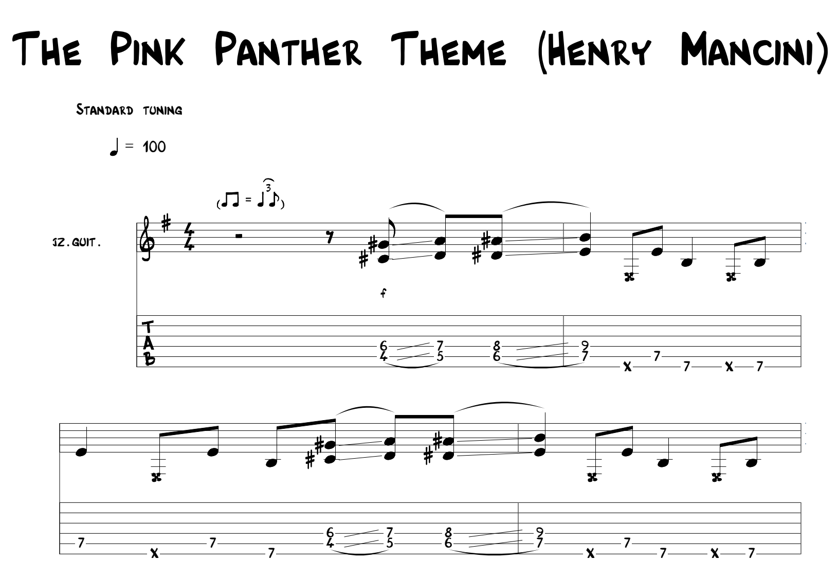pink panther guitar pro tab download