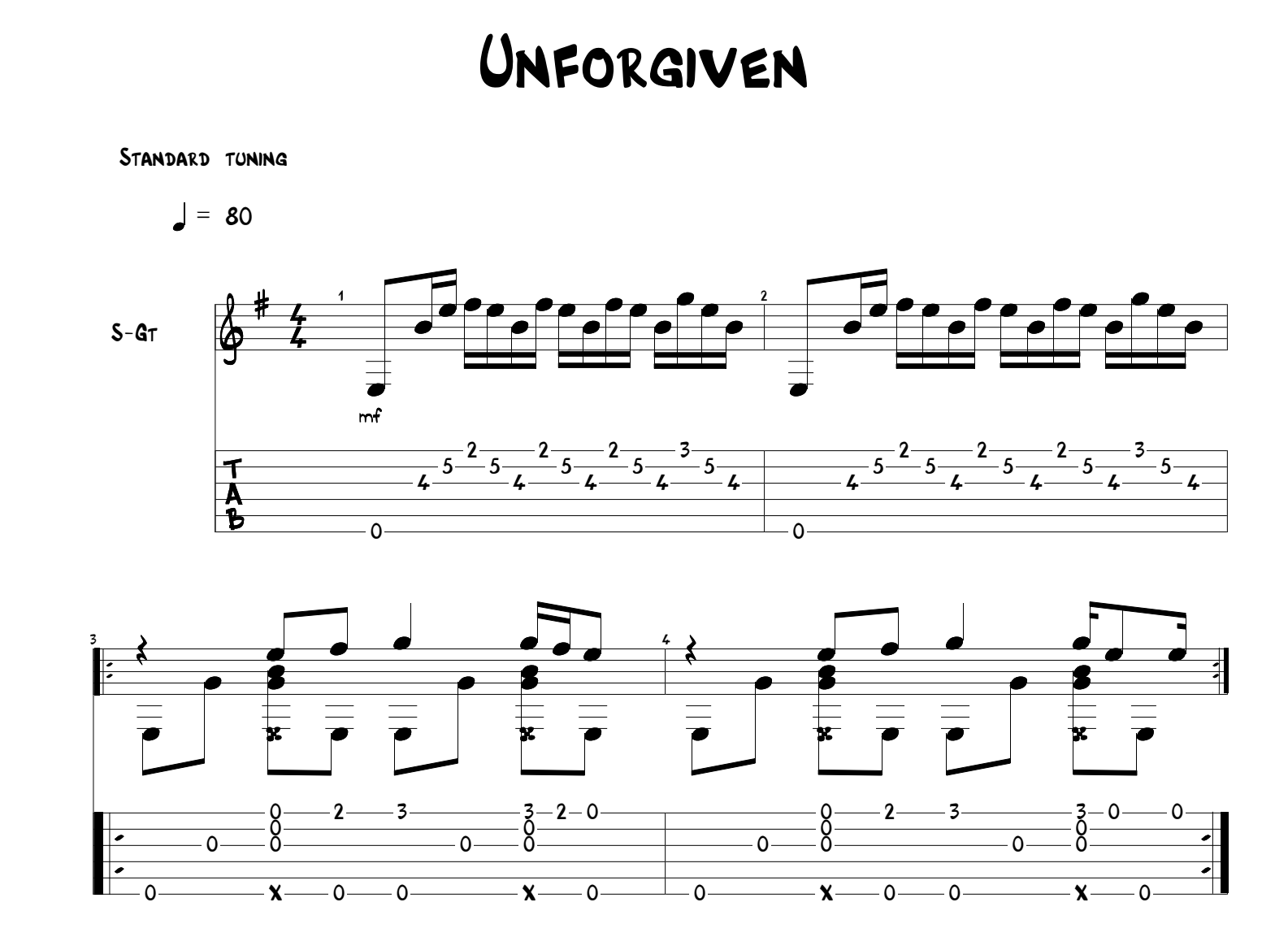 Metallica The Unforgiven II Sheet Music For Guitar (chords ...