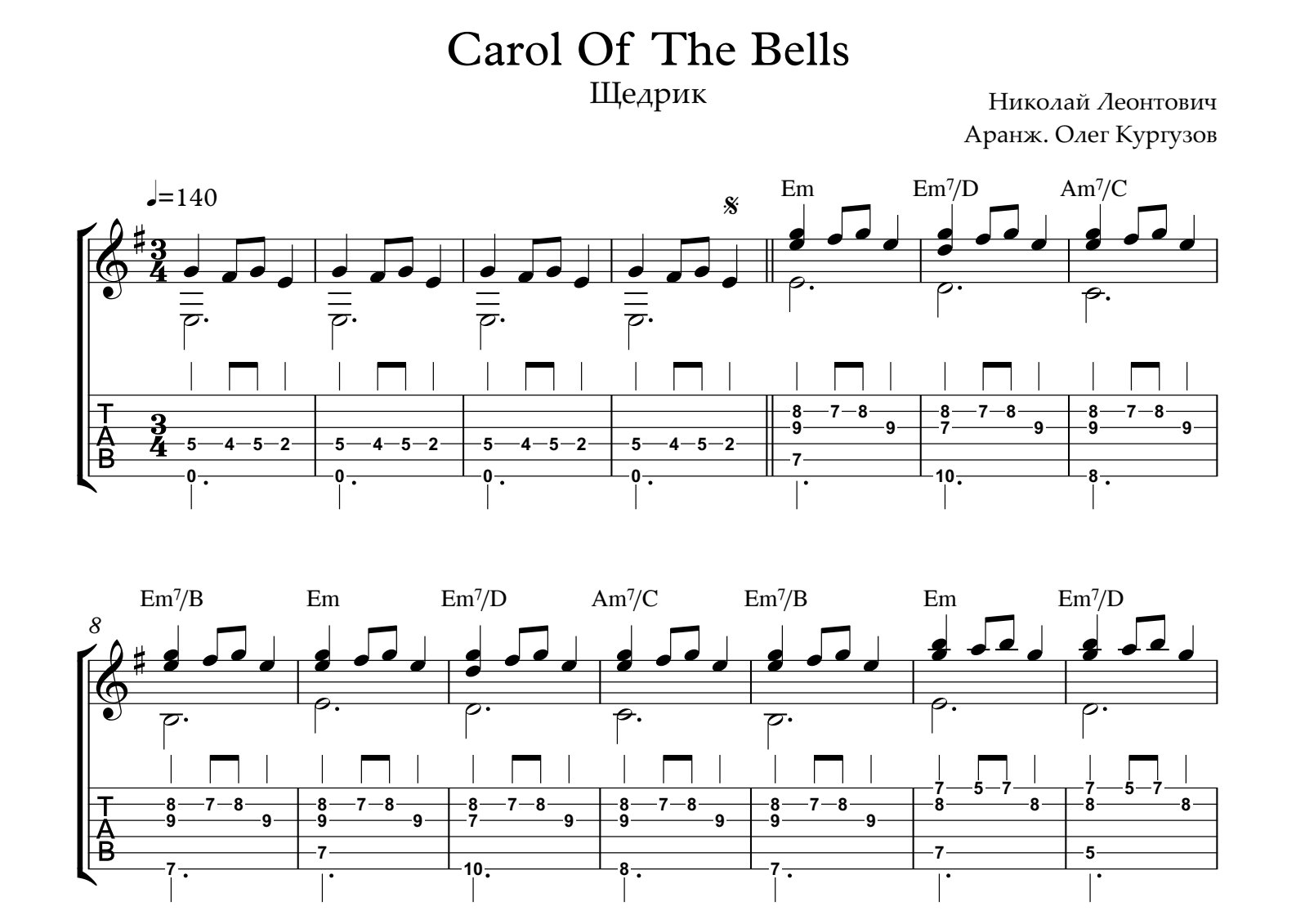 Carol of the bells ноты для фортепиано. Carol of the Bells Ноты и табы. Песня Carol of the Bells. Самая низкая Нота. Ноты для гитары саундтреки.